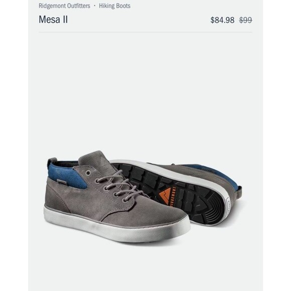 Men’s Ridgemont Outfitters Mesa II Hiking Shoes Charcoal Blue Size 6 Oiled Suede main image 7